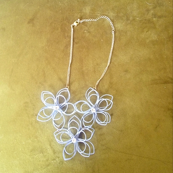 Francesca's Collections Jewelry - Flower necklace blue with crystals gold chain adjustable